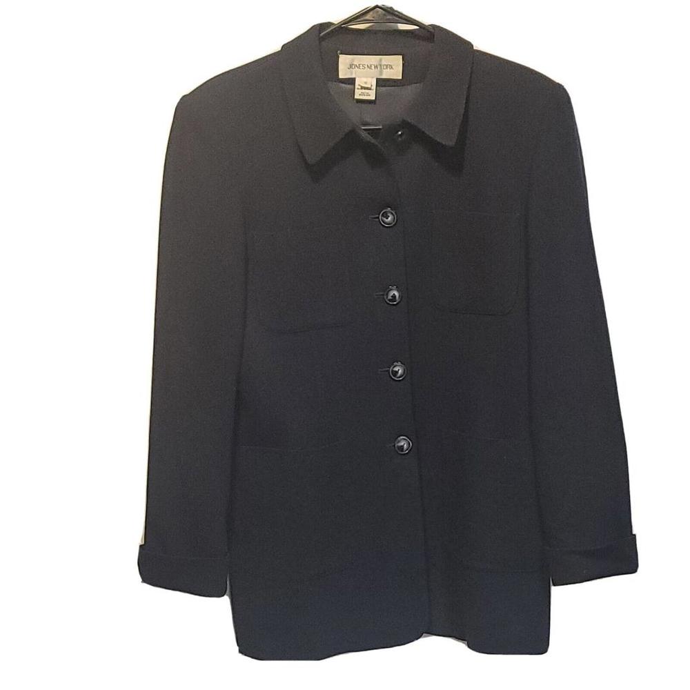 Jones New York Blue Women's 4 Button Overcoat with Cuffed Sleeves
